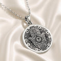 Hamsa Hand Pendant Necklace - Silver Protection Amulet - 925 Sterling Silver