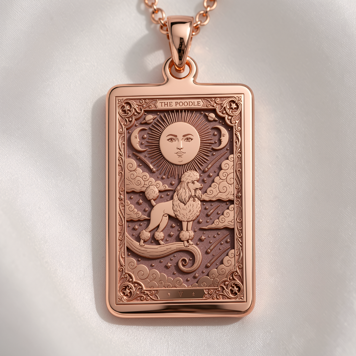 Handcrafted Poodle Tarot Pendant - 14K Rose Gold Plated