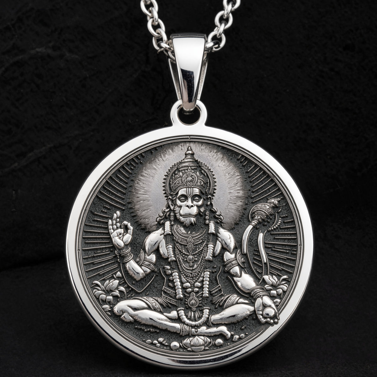 Hanuman God Necklace - 925 Sterling Silver