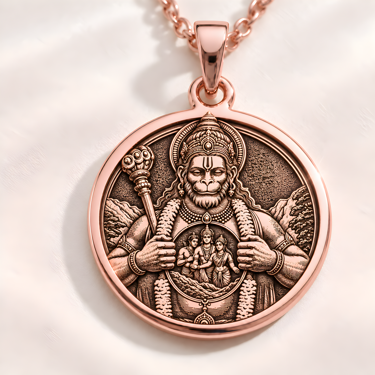 Hanuman Monkey God Pendant - 14K Rose Gold Plated