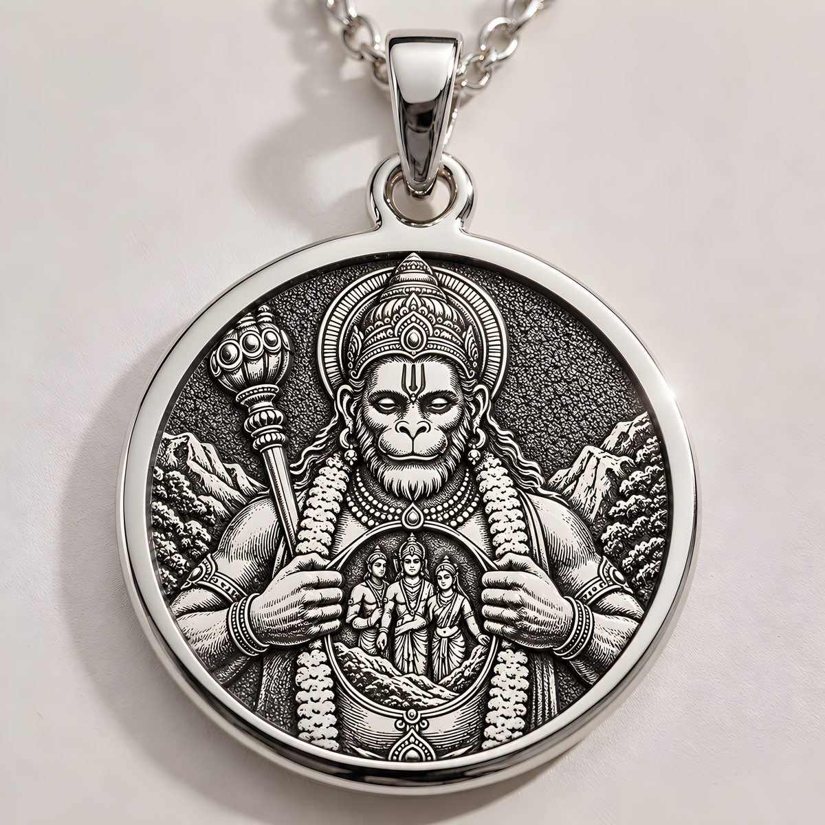 Hanuman Monkey God Pendant - 925 Sterling Silver
