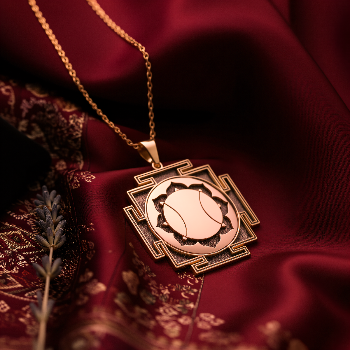 Hanuman Yantra Spiritual Pendant - 14K Rose Gold Plated