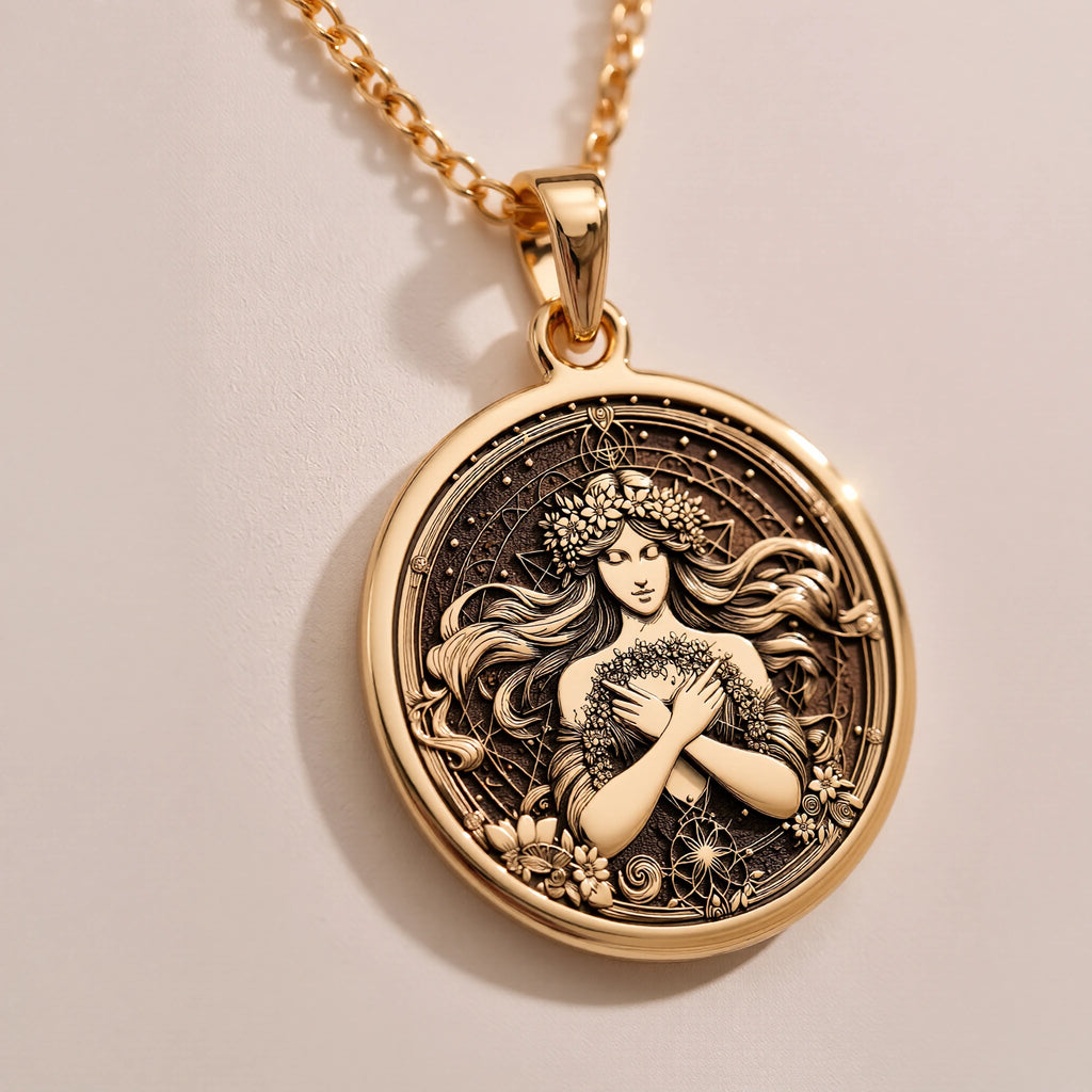 Harmonia Goddess Medallion - Ancient Mythology Protection Talisman - Görsel 2, 14K Gold Harmonia