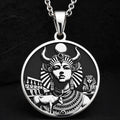 Silver Hathor necklace, Hathor silver pendant, Egyptian silver charm, Goddess silver necklace, Silver Egyptian jewelry, Hathor silver charm, Silver mythology charm, Silver goddess pendant, Silver Egyptian pendant, Hathor silver jewelry.