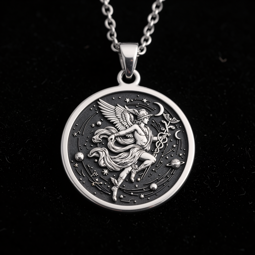 Hermes Medallion Pendant - 925 Sterling Silver