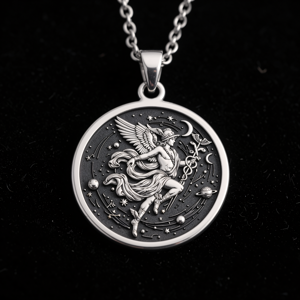 Hermes Medallion Pendant - 925 Sterling Silver