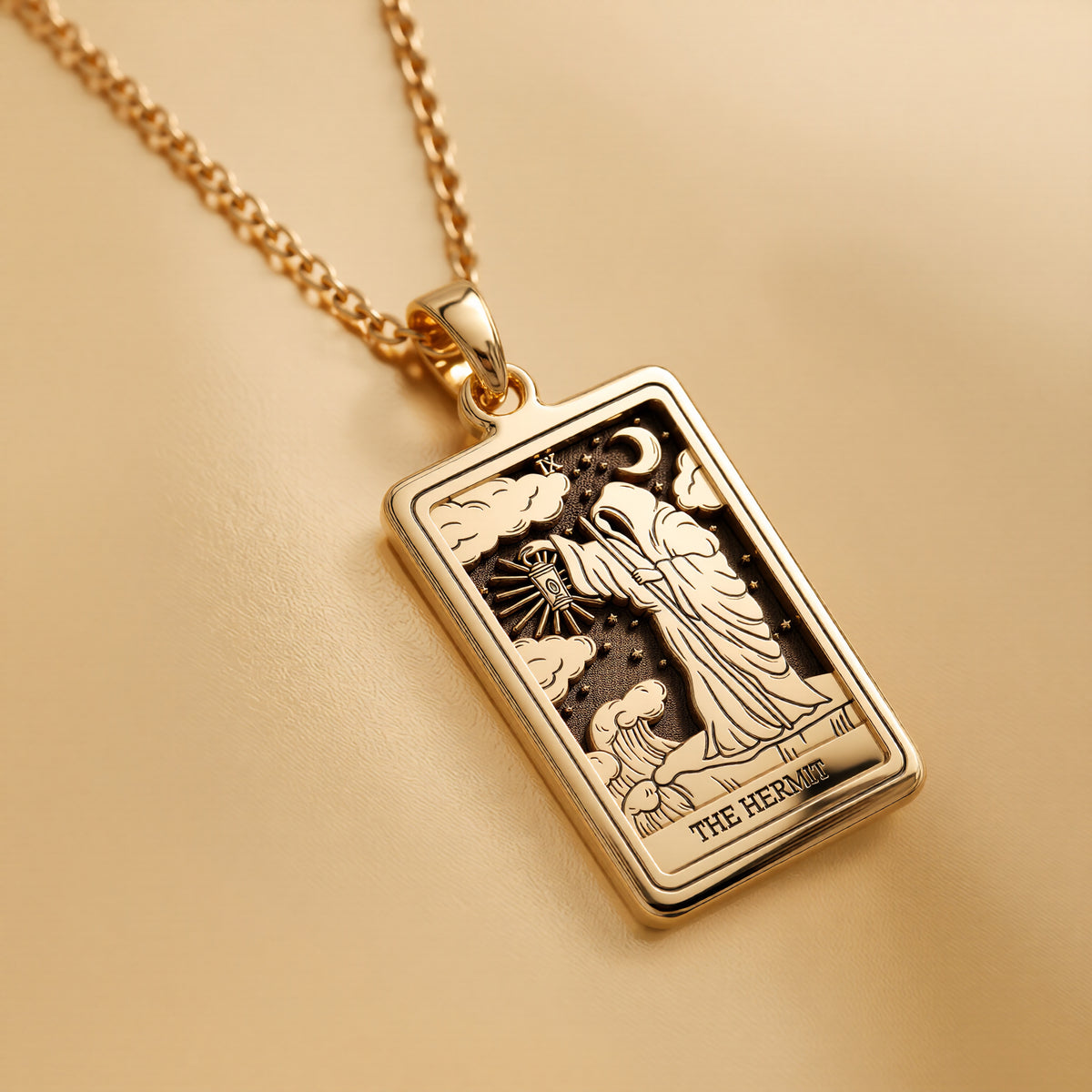 Hermit Figure Necklace - 14K Solid Gold