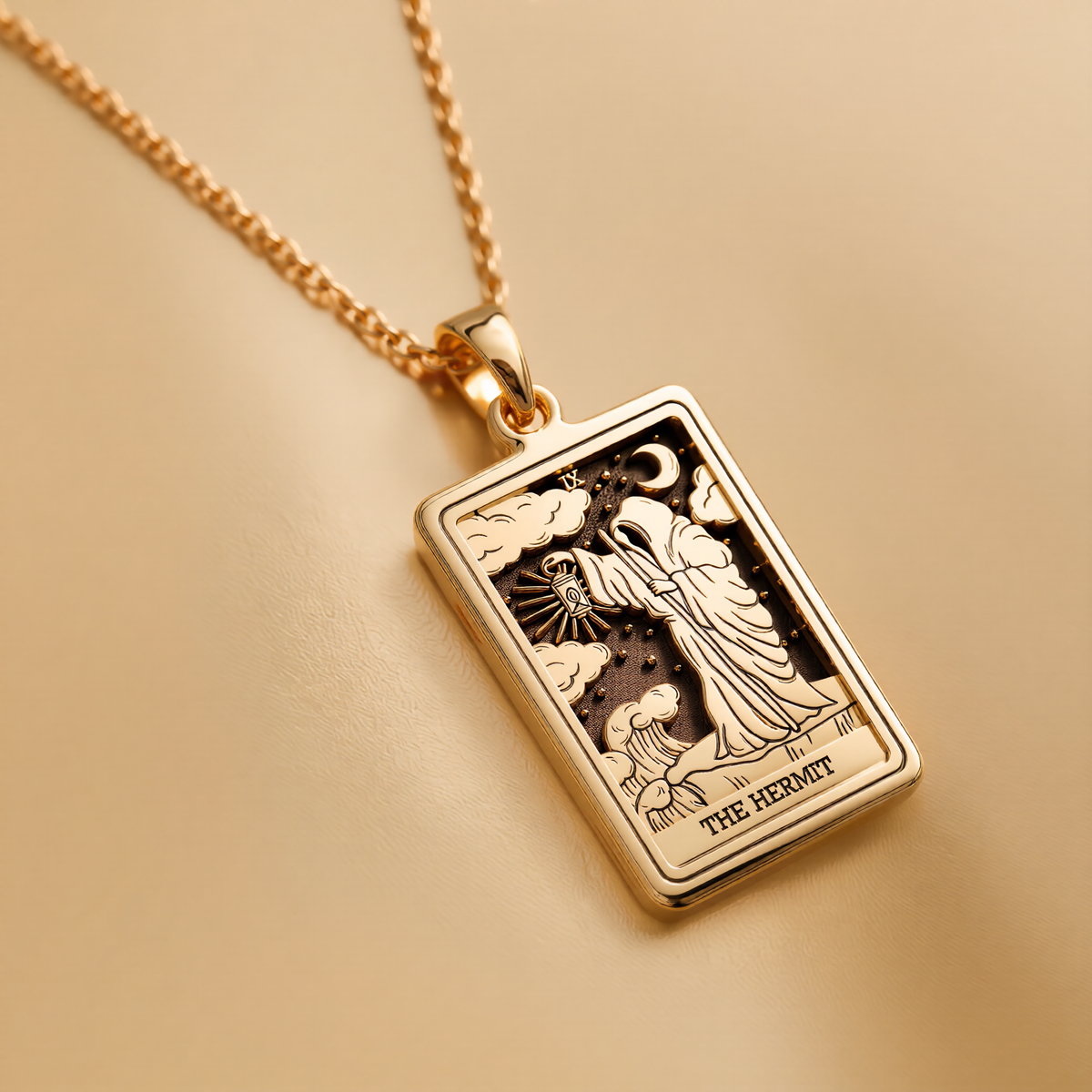 Hermit Figure Necklace - 14K Solid Gold