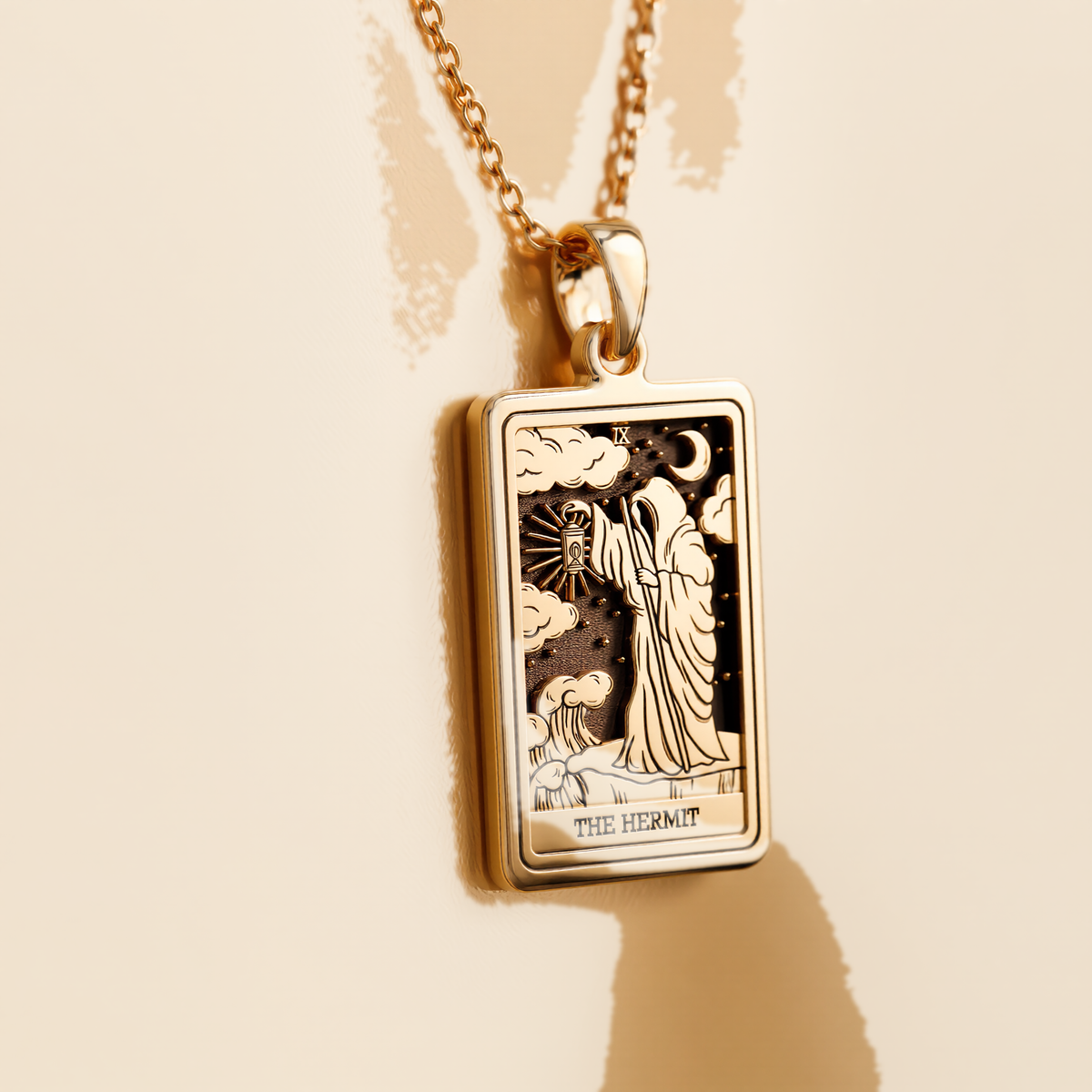 Hermit Figure Necklace - 14K Solid Gold