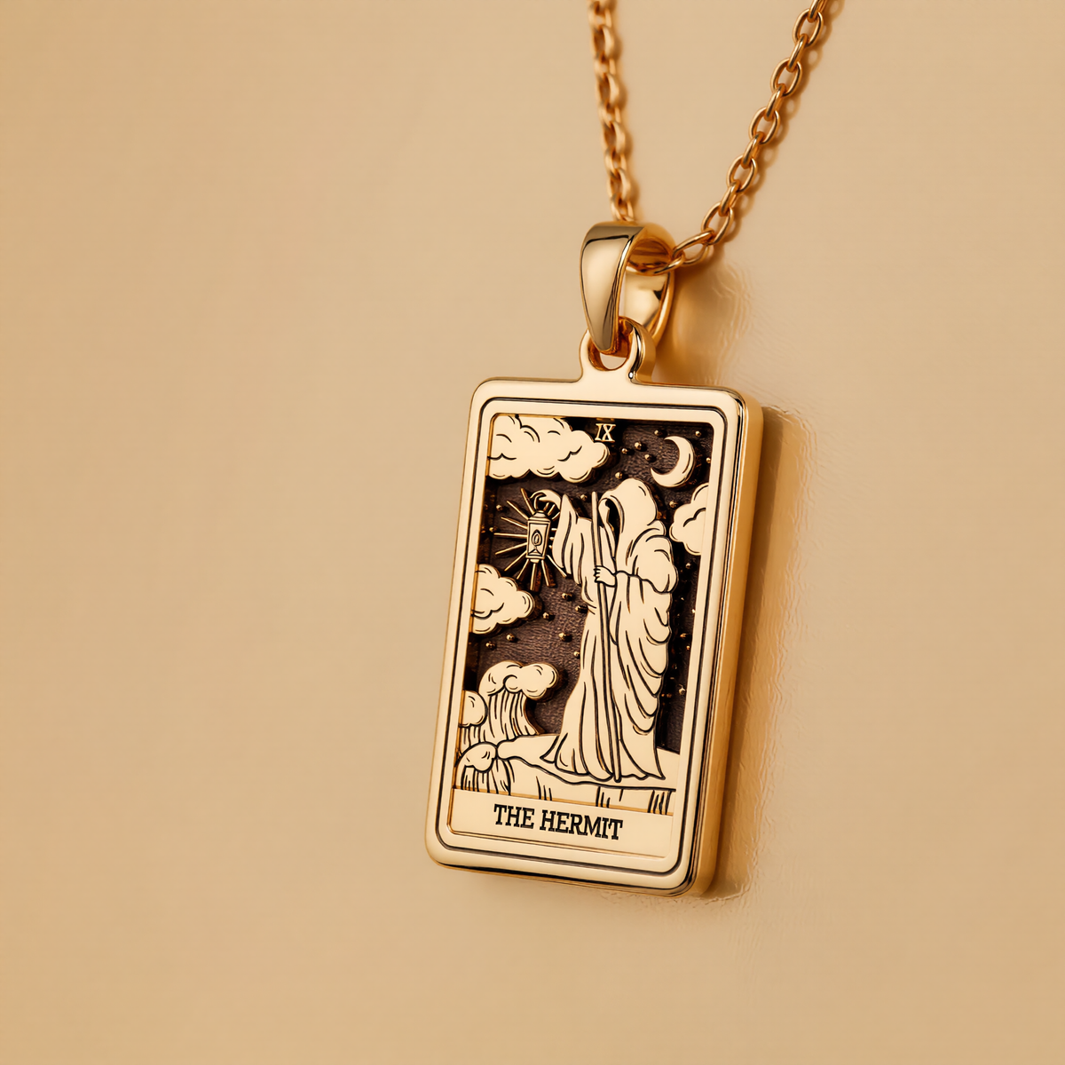 Hermit Figure Necklace - 14K Solid Gold