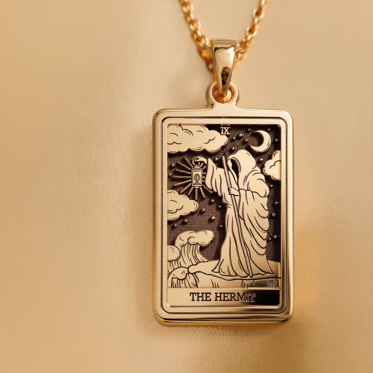 Hermit Figure Necklace - 14K Solid Gold