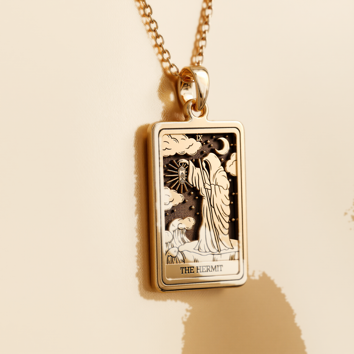 Hermit Figure Necklace - 14K Solid Gold