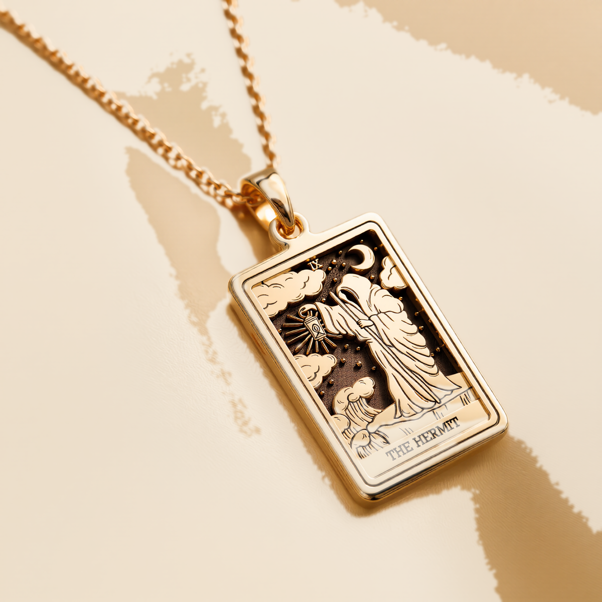 Hermit Figure Necklace - 14K Solid Gold