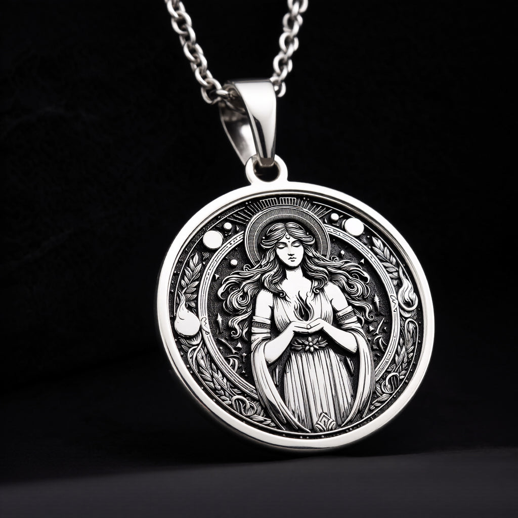 Hestia Goddess Medallion - 925 Sterling Silver