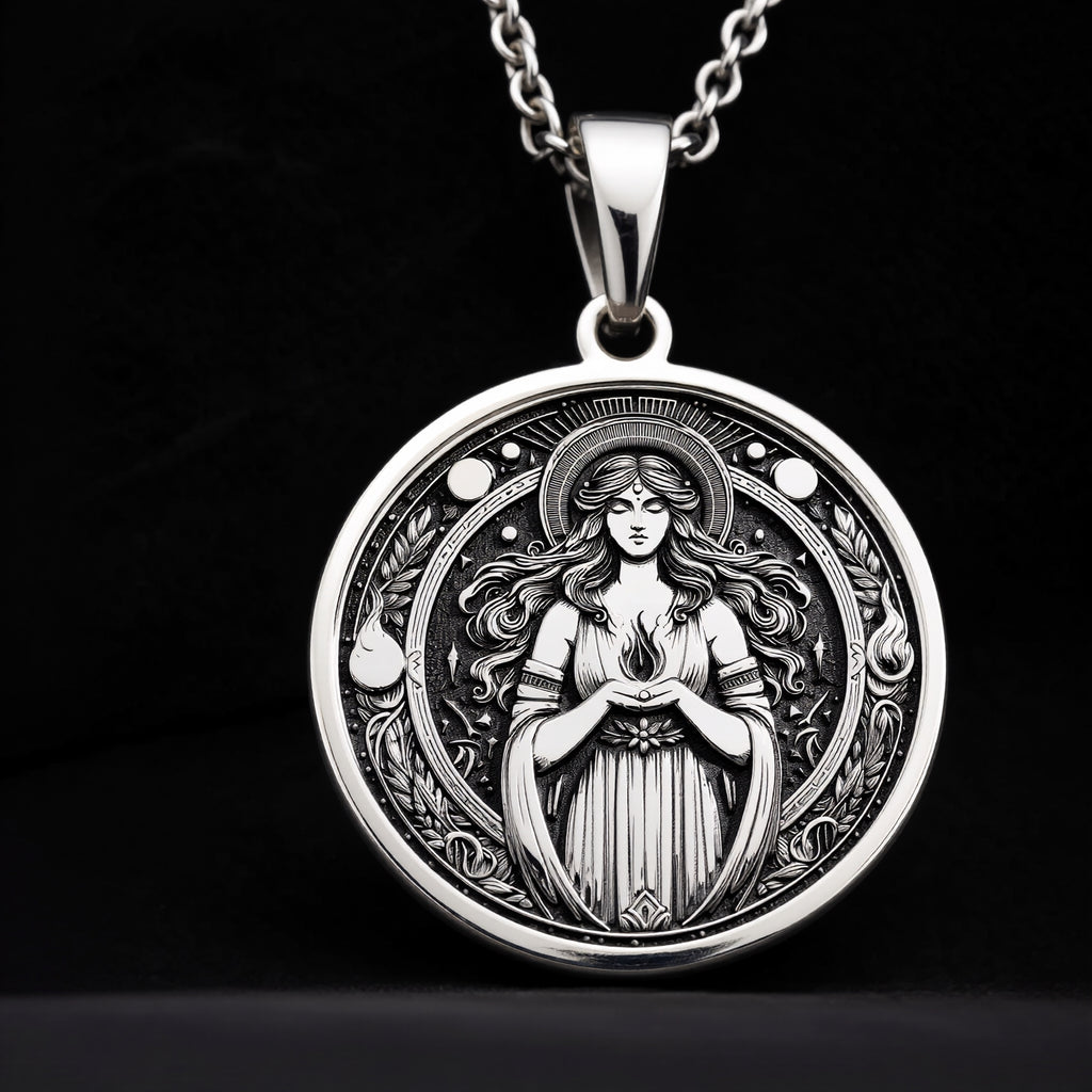 Hestia Goddess Medallion - 925 Sterling Silver