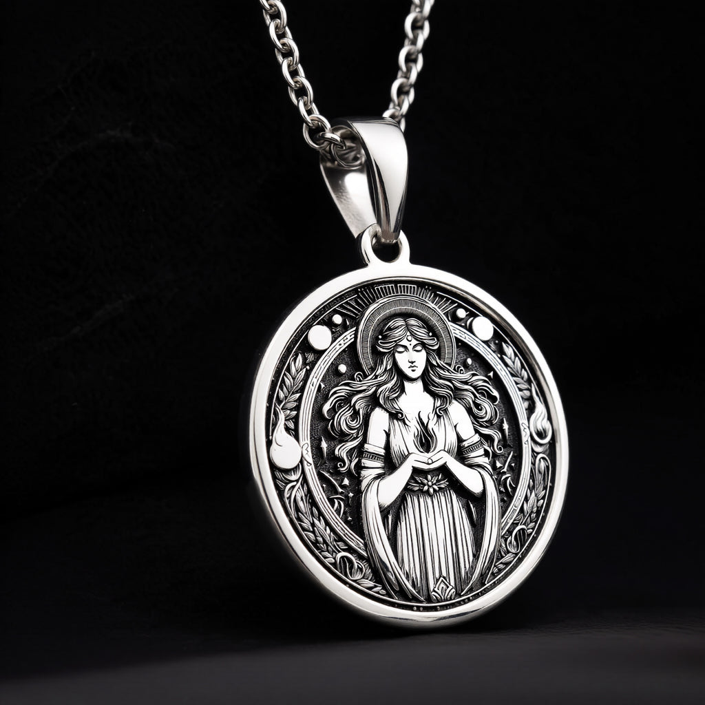 Hestia Goddess Medallion - 925 Sterling Silver