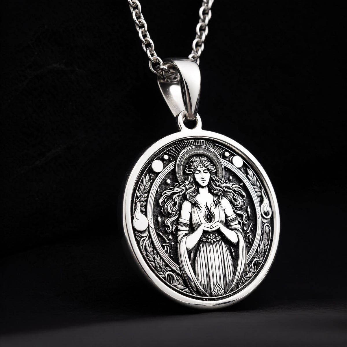 Hestia Goddess Medallion - 925 Sterling Silver