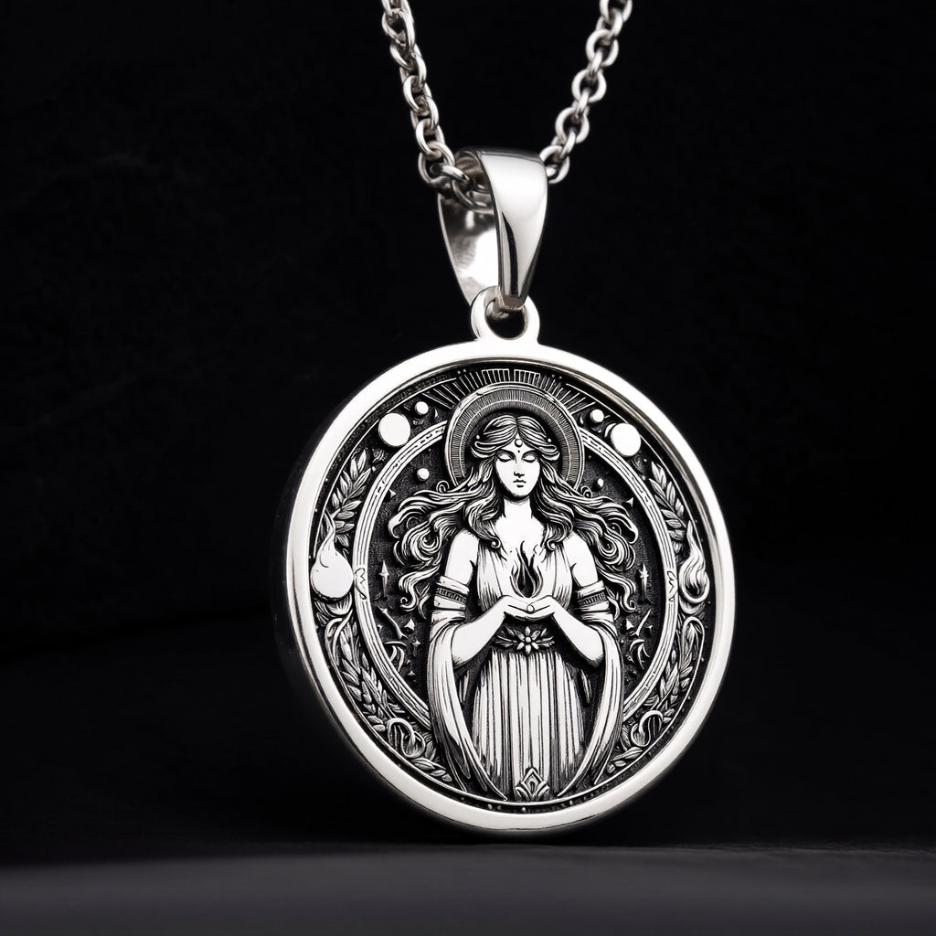 Hestia Goddess Medallion - 925 Sterling Silver