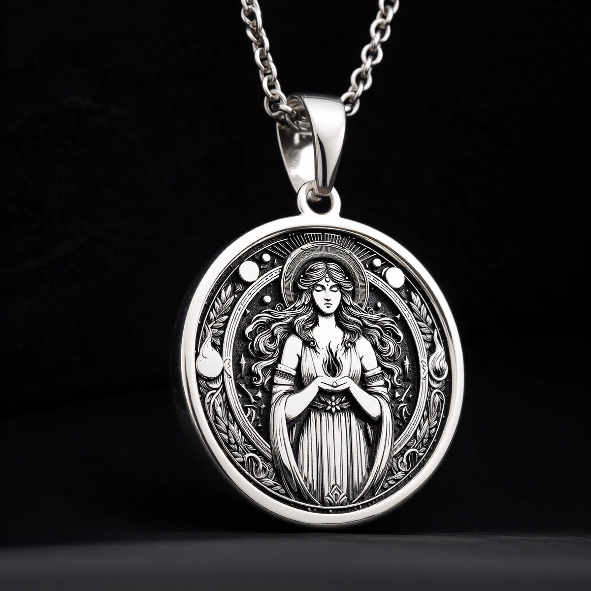 Hestia Goddess Medallion - 925 Sterling Silver