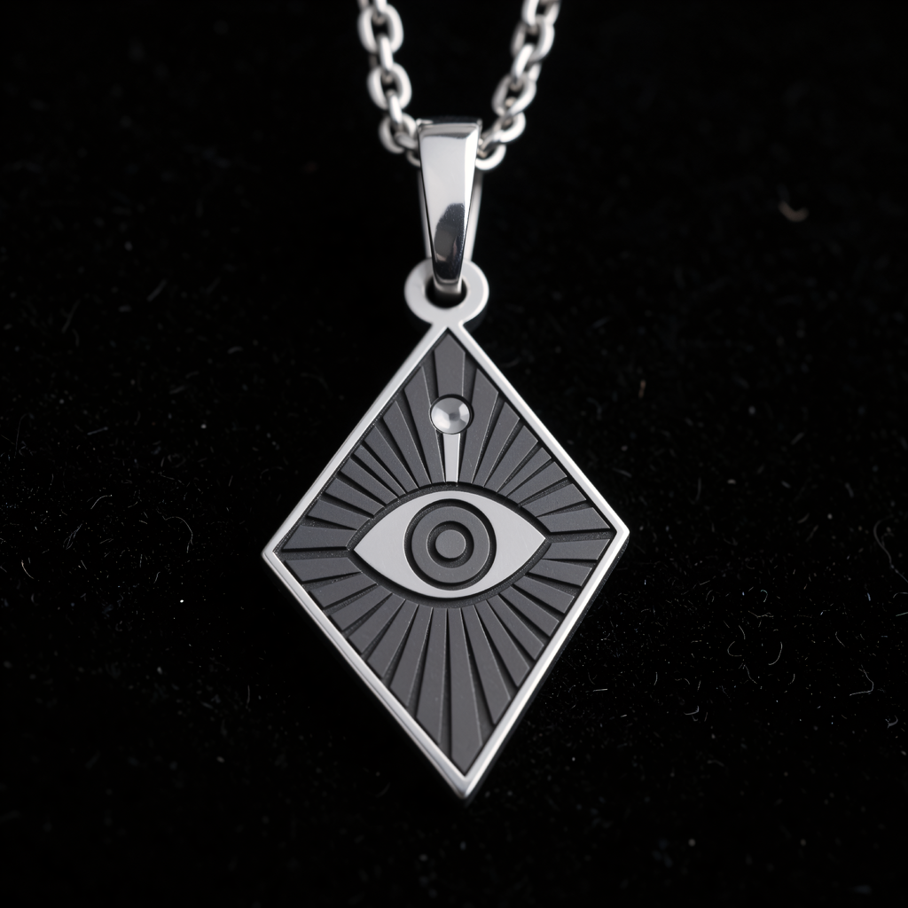 Horus Eye Diamond Talisman Necklace - 925 Sterling Silver