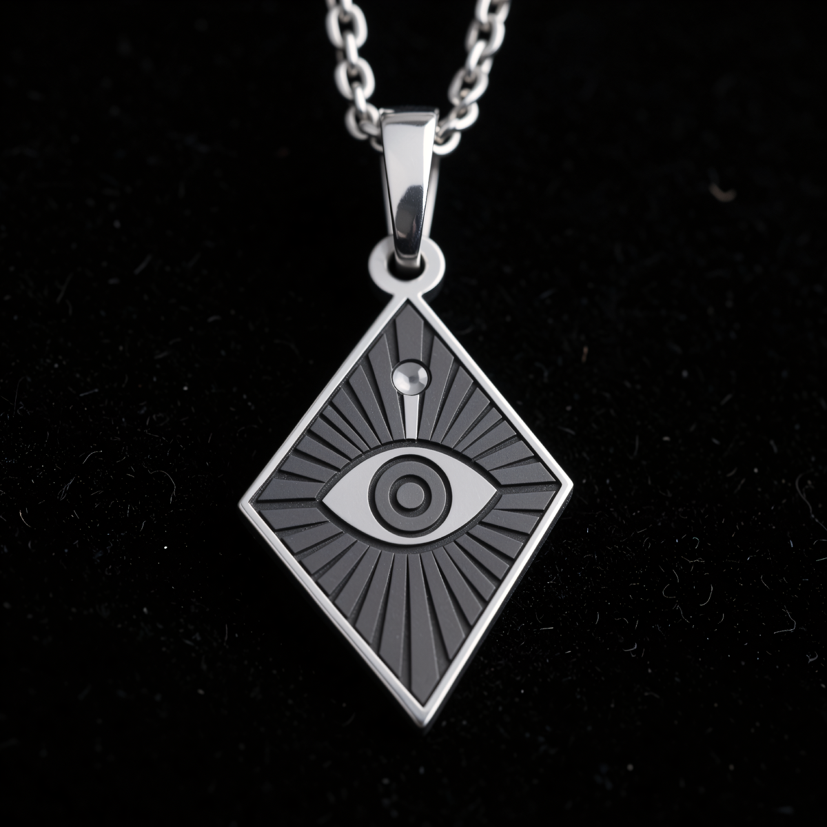Horus Eye Diamond Talisman Necklace - 925 Sterling Silver