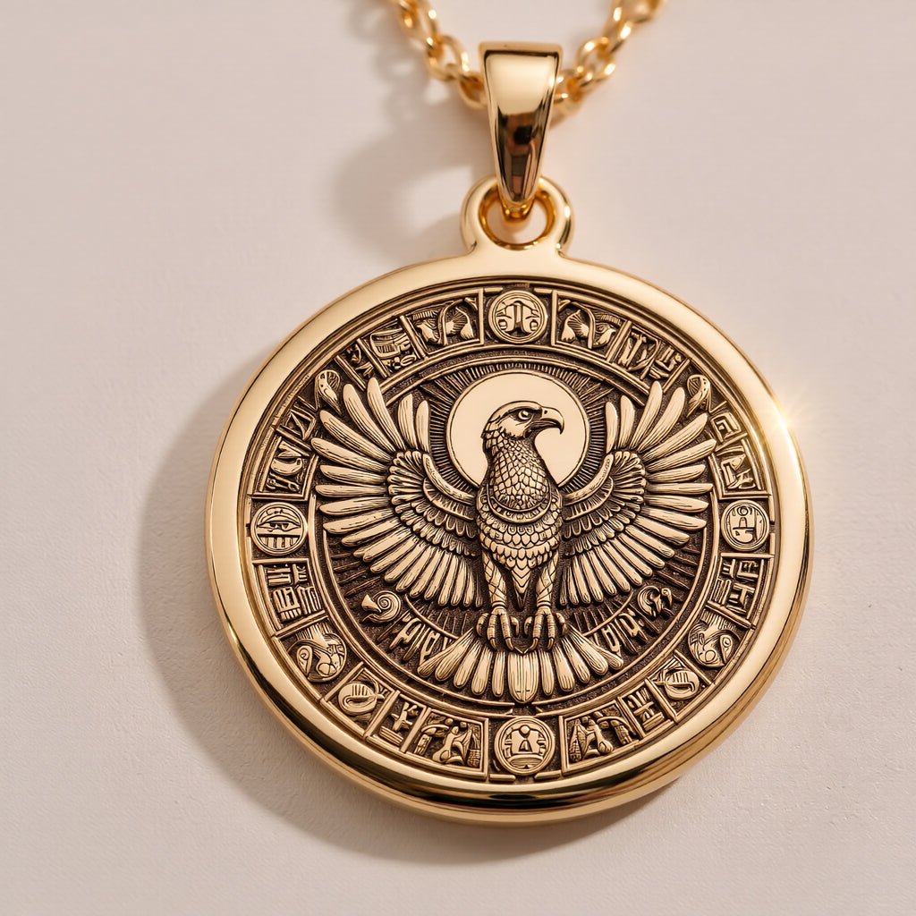 Horus Falcon Protection Pendant - 14K Solid Gold
