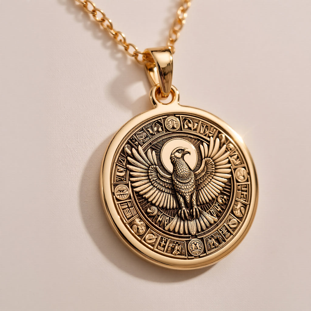 Horus Falcon Protection Pendant - 14K Solid Gold