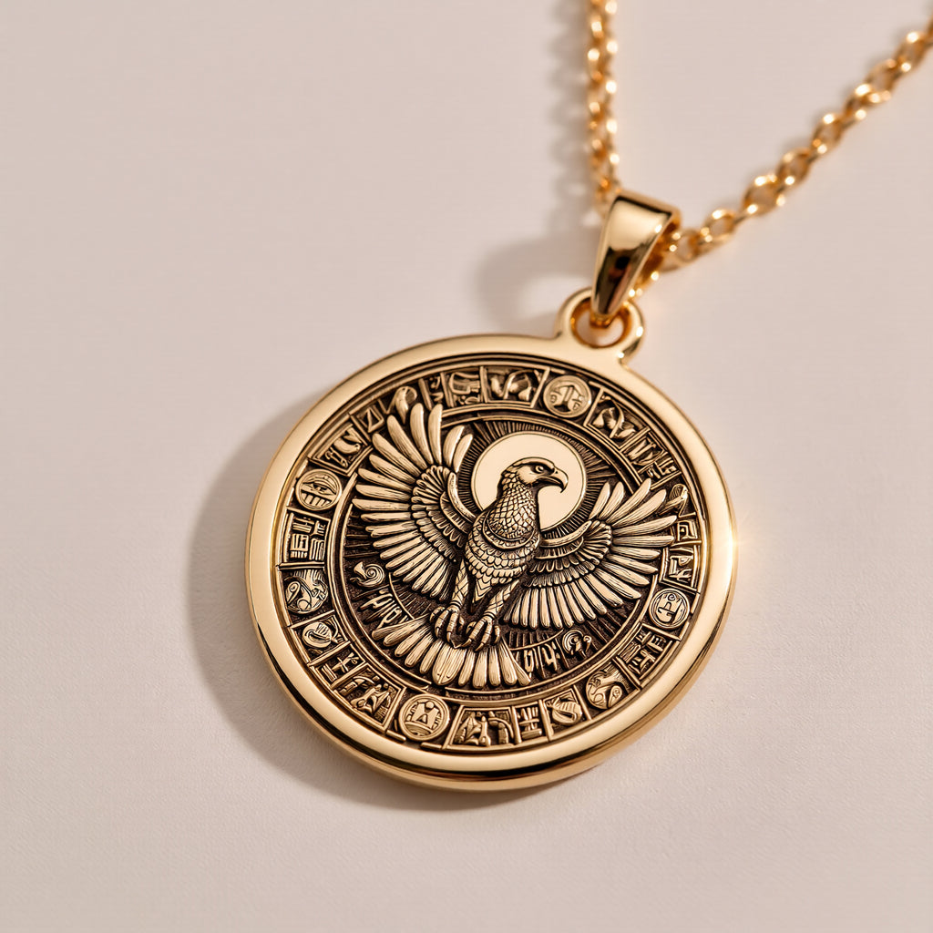 Horus Falcon Protection Pendant - 14K Solid Gold