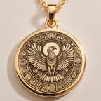 Horus Falcon Protection Pendant - Ancient Mythology History Buff Gift - Görsel 1, 14k Gold Egypt Charm