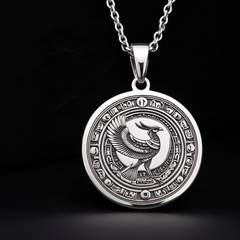 Horus Pendant Necklace - Egyptian Falcon God Amulet - 925 Sterling Silver