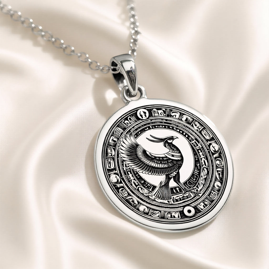 Horus Pendant Necklace - Egyptian Falcon God Amulet - 925 Sterling Silver