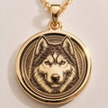 Husky Wolf Spirit Animal Medallion - 14K Solid Gold
