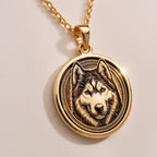 Husky Wolf Spirit Animal Medallion | Silver & Plated Options - Pet Memorial Animal Lover Gift - Görsel 2, 14K Husky Pendant
