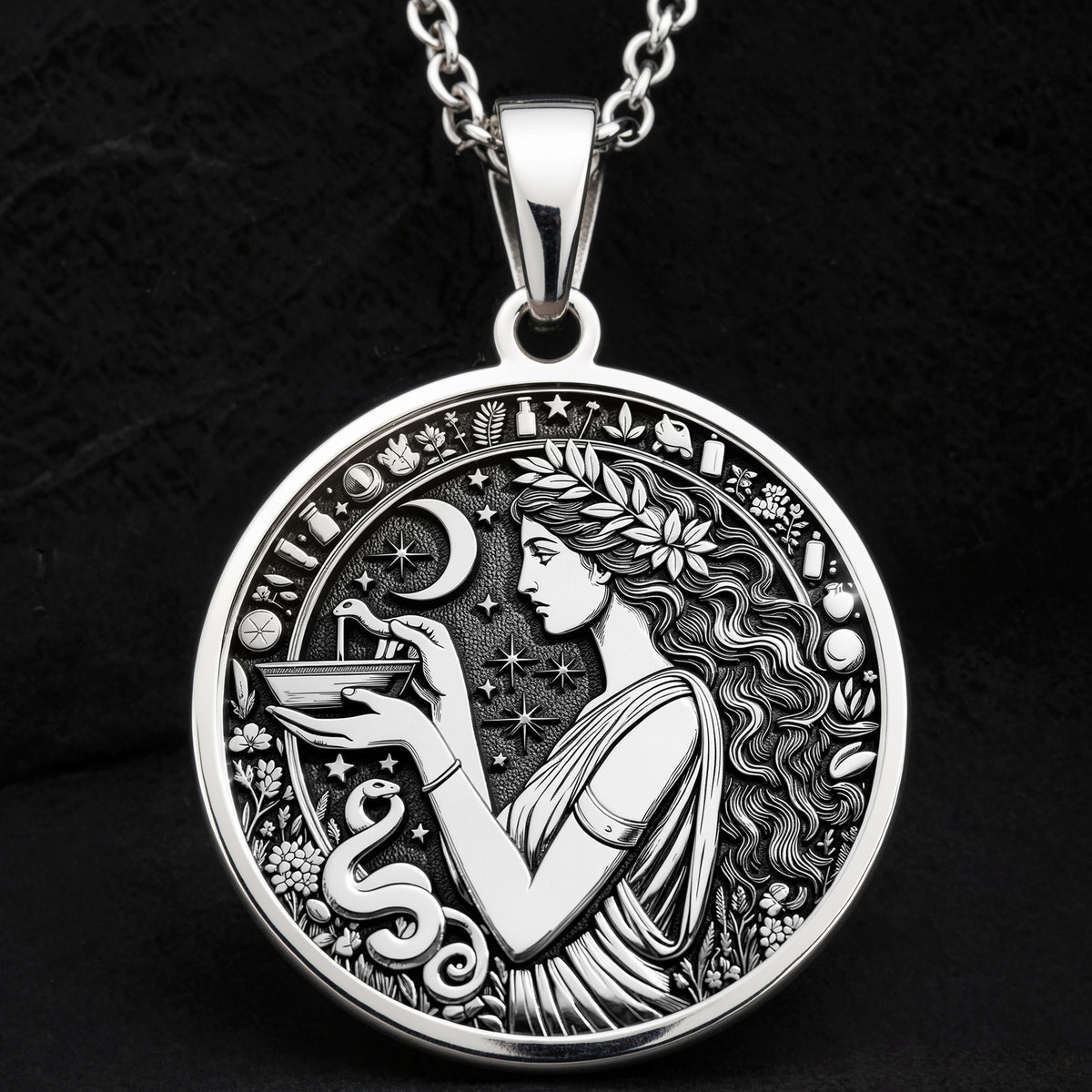 Hygieia Goddess Necklace - 925 Sterling Silver