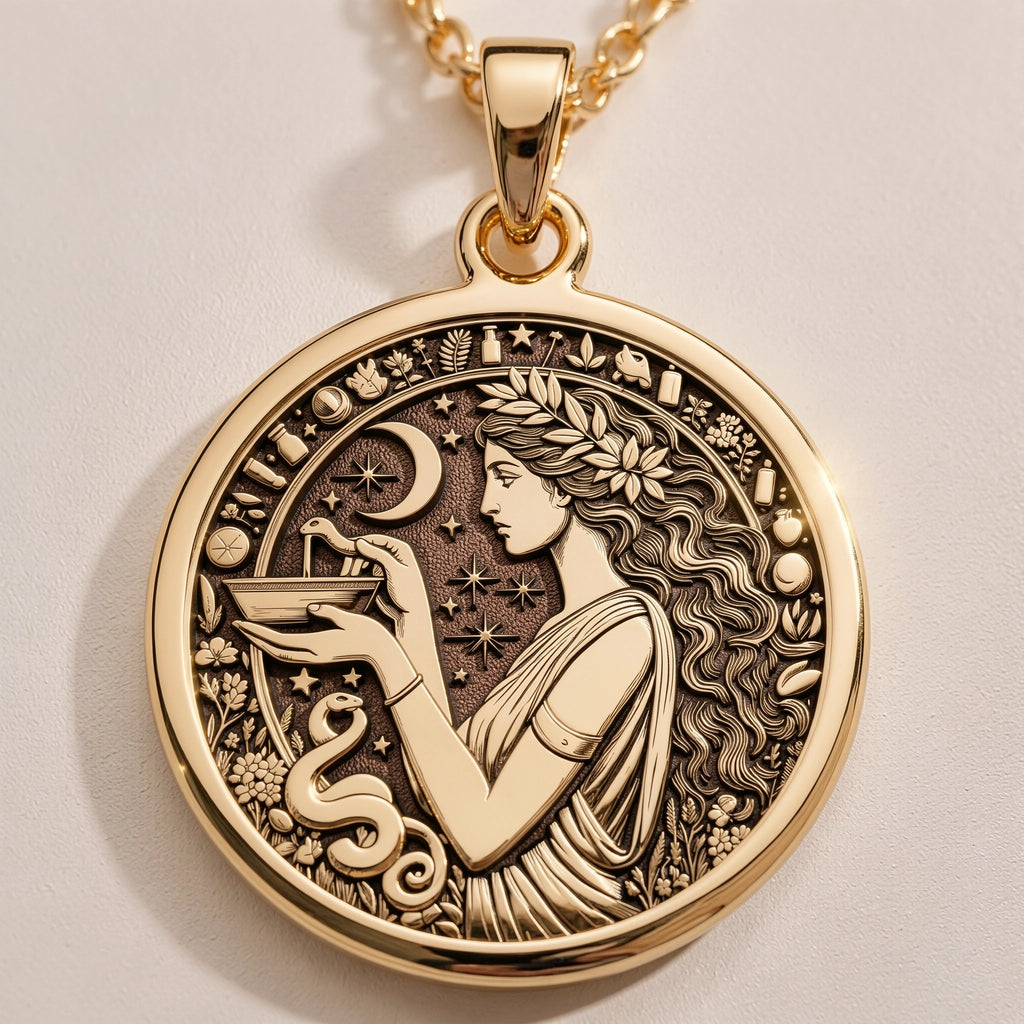 Hygieia Goddess Necklace | Silver & Plated Options - Ancient Mythology Protection Talisman - Görsel 1, 14k hygieia pendant