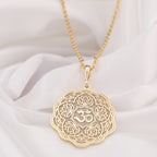 Om Lotus Necklace: 14K Gold with lotus flower yoga amulet talisman spiritual amulet - View 102