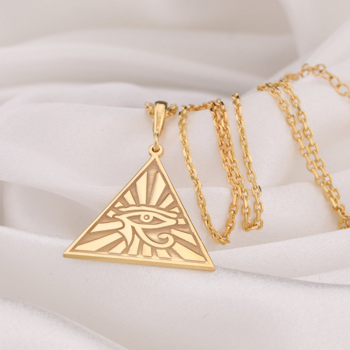 Eye of Horus Necklace: 14K Gold with eye of horus pendant charm horus talisman amulet - View 48