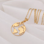 World Map Necklace: 14K Gold with world map necklace wanderlust gift talisman amulet - View 48