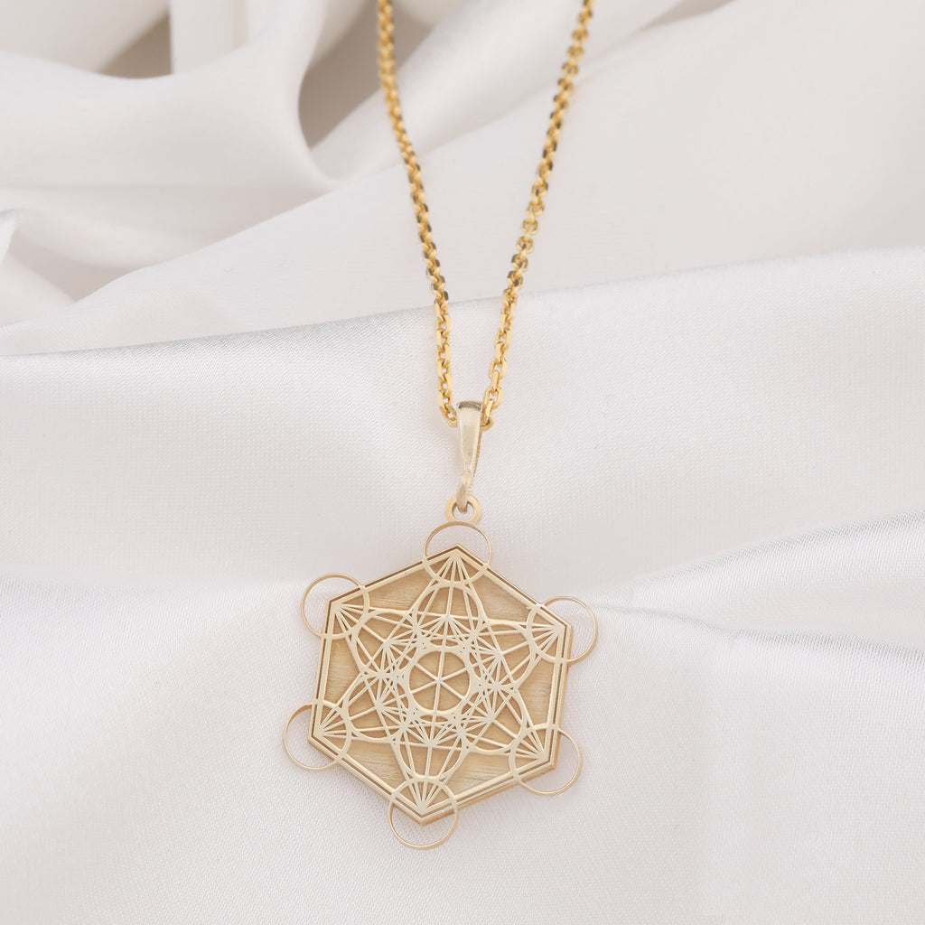 14K Gold Metatron's Cube Necklace: 14K Gold with metatron necklace sacred geometry - View 158