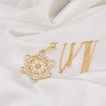 14K Solid Gold Metatron's Cube Minimalist Sacred Geometry Medallion Necklace — front studio view
