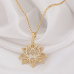Lotus Flower Necklace: 14K Gold with lotus flower yoga talisman amulet collectible - View 207