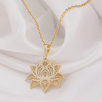 Lotus Flower Necklace: 14K Gold with lotus flower yoga talisman amulet collectible - View 207
