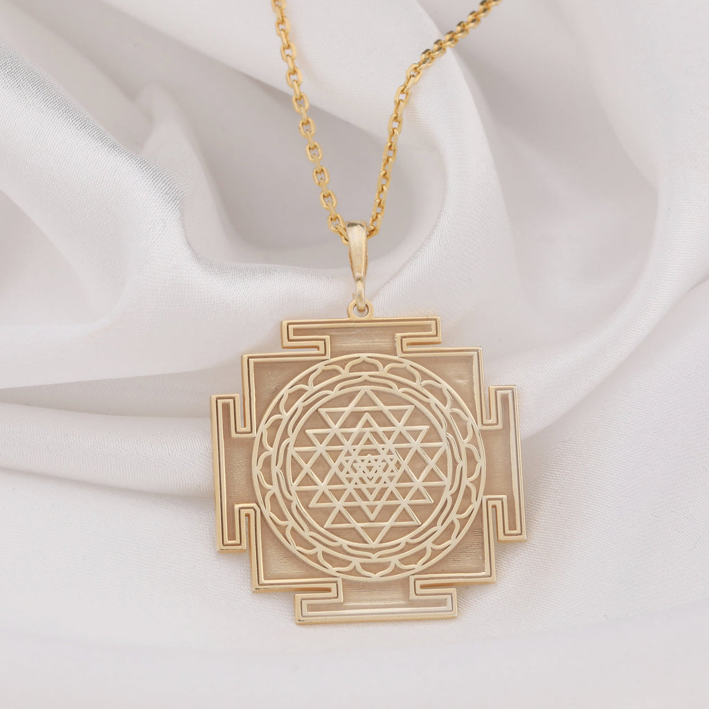 Sri Yantra Pendant: 14K Gold with sri yantra necklace sacred geometry gift amulet - View 158