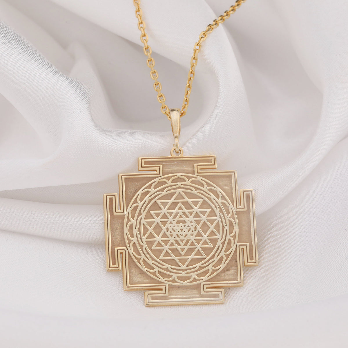 Sri Yantra Pendant: 14K Gold with sri yantra necklace sacred geometry gift amulet - View 158