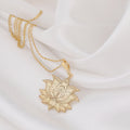 Lotus Flower Yoga Talisman Necklace – Open Bloom - 14K Solid Gold