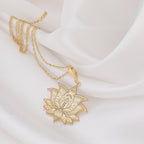 Lotus Flower Necklace: 14K Gold with lotus flower yoga talisman amulet collectible - View 90