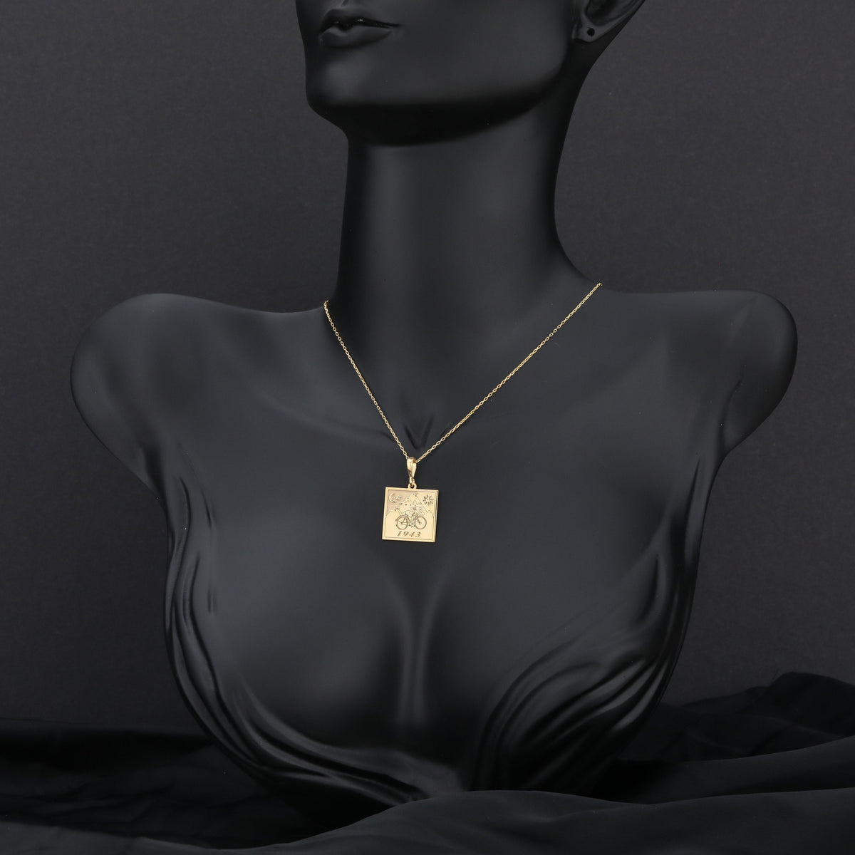 Albert Hoffmann Bicycle Ride Necklace: 14K Gold LSD Charm, Trippy Hippie Jewelry - View 214