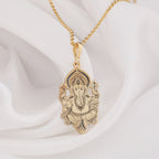 Ganesha Elephant God Amulet Necklace Necklaces 14K 14K Gold Plated Ganesha pendant necklace featuring an intricate traditional Indian deity design.