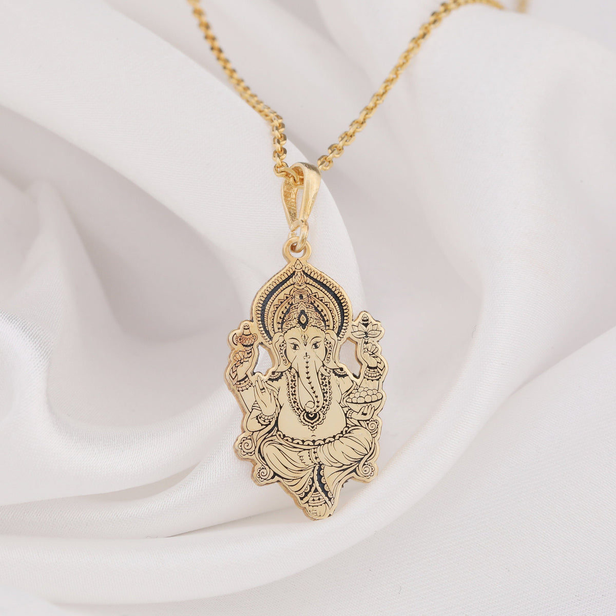 Ganesha Necklace: 14K Gold with elephant god ganapati amulet talisman spiritual amulet - View 200