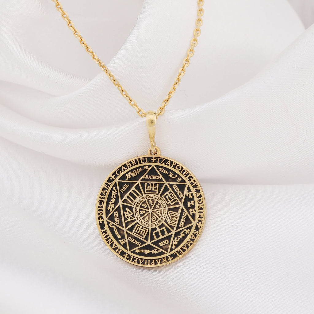 Seven Archangels Pendant: 14K Gold with guardian angel angel wings oceanic amulet - View 207